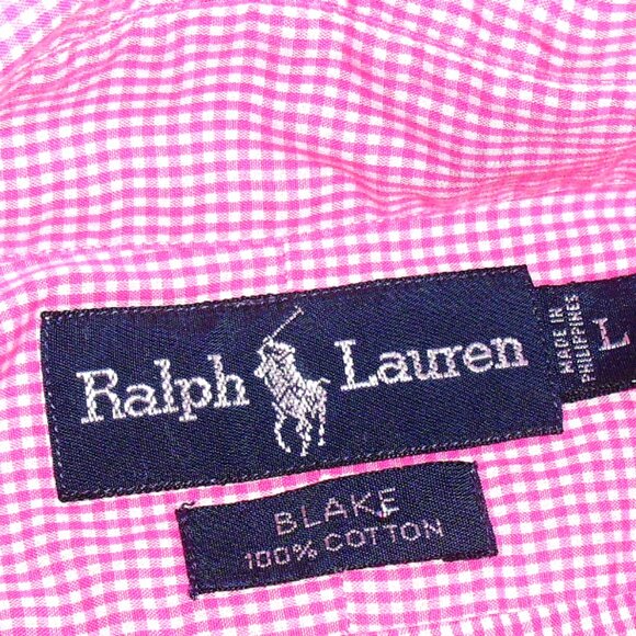 Ralph Lauren Polo $75 Mens sz. Large Pink Blake Fit Button Checkered New - Picture 2 of 3
